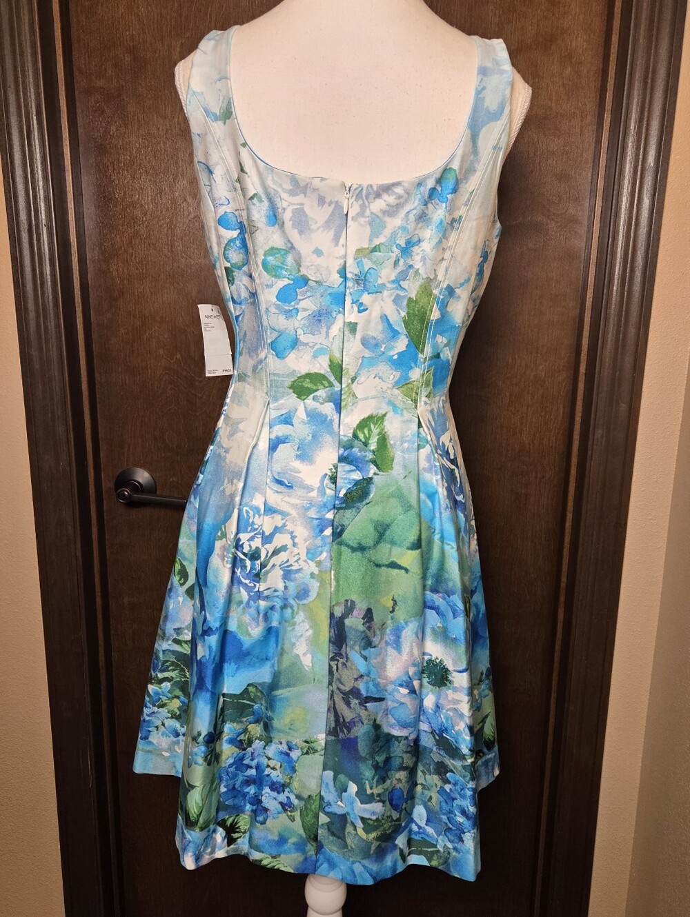Nine West Blue & Green Floral Midi Dress NWT - Picture 6 of 12